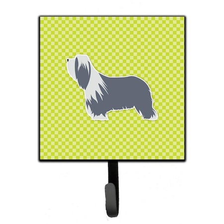 Carolines Treasures Bearded Collie Checkerboard Green Leash or Key Holder BB3817SH4